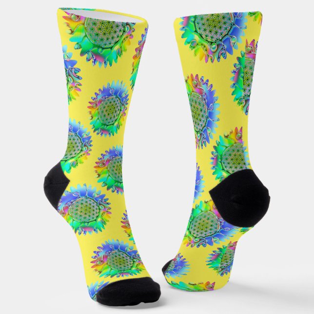 Flower Of Life - Geometric Blossom 4 Socks (Angled)
