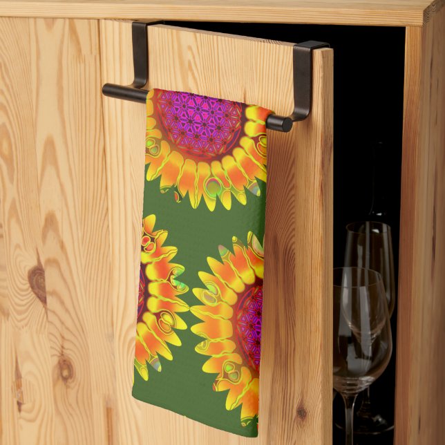 Flower Of Life - Geometric Blossom 4 Tea Towel (Thirds Fold)