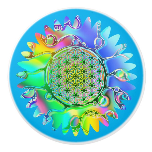 Flower Of Life - Geometric Blossom 5 Ceramic Knob (Front)