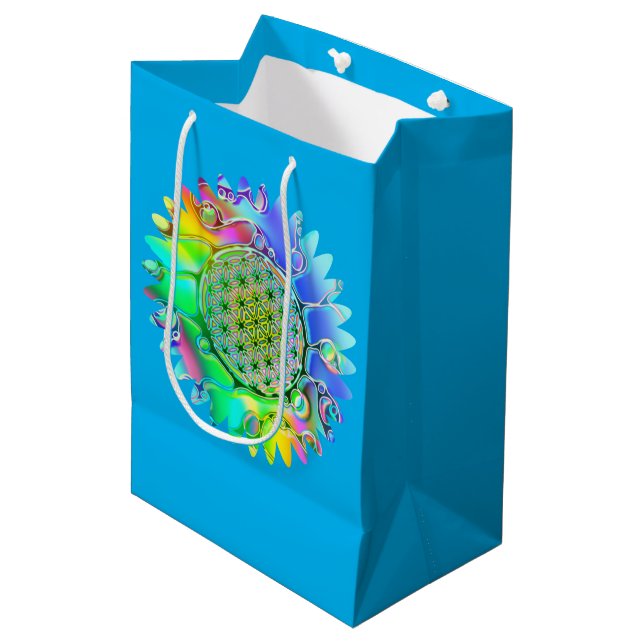 Flower Of Life - Geometric Blossom 5 Medium Gift Bag (Front Angled)