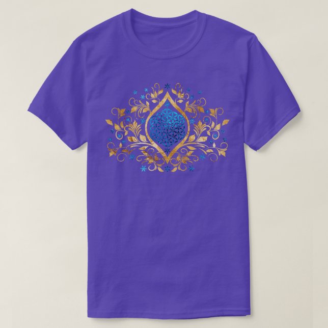 Flower of Life  Gold and Crystal Swirl Ornament  T-Shirt (Design Front)
