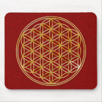 Flower of Life / gold big darkred splatter BG