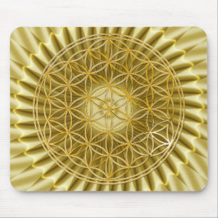 Flower Of Life   gold, big, light Mouse Mat