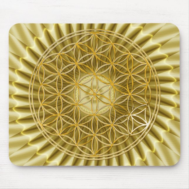 Flower Of Life | gold, big, light Mouse Mat (Front)