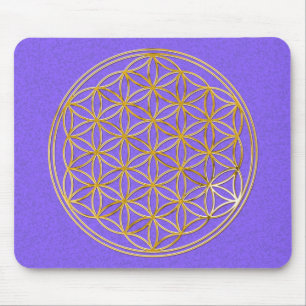 Flower of Life / gold big lila splatter BG Mouse Mat