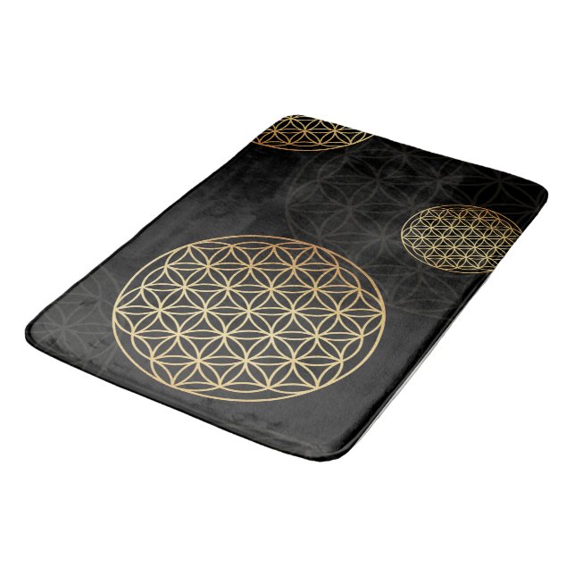 Flower of life gold & black Badematte Bath Mat (Angled)
