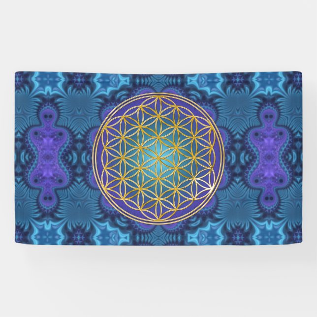Flower Of Life - gold - fractal 1 Banner (Horizontal)