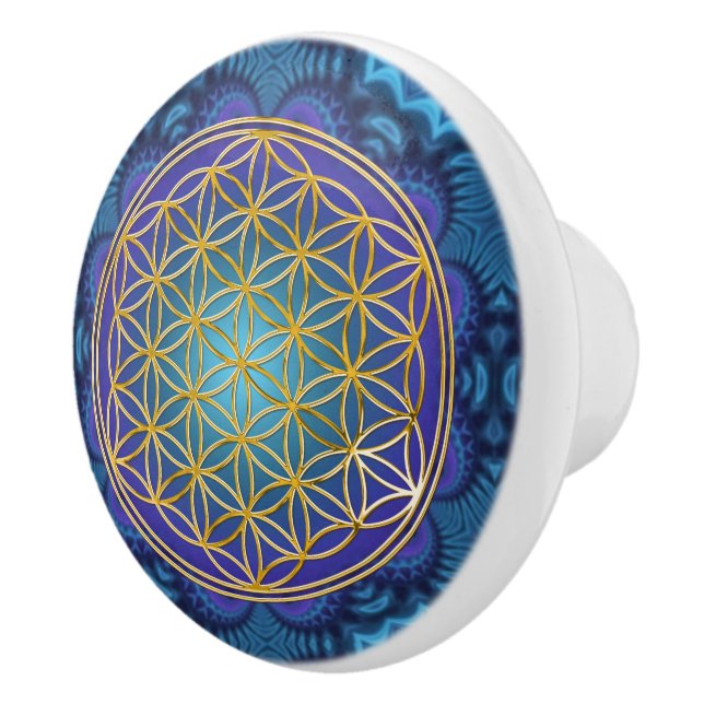 Flower Of Life - gold - fractal 1 Ceramic Knob (Right)