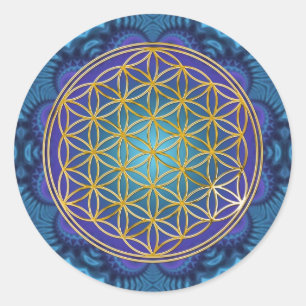 Flower Of Life - gold - fractal 1 Classic Round Sticker