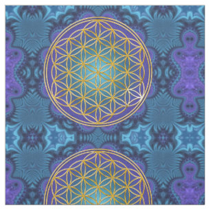 Flower Of Life - gold - fractal 1 Fabric