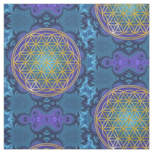Flower Of Life - gold - fractal 1 Fabric