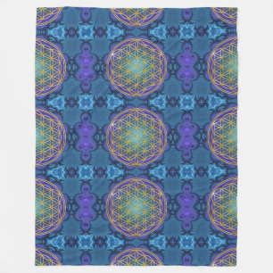 Flower Of Life - gold - fractal 1 Fleece Blanket