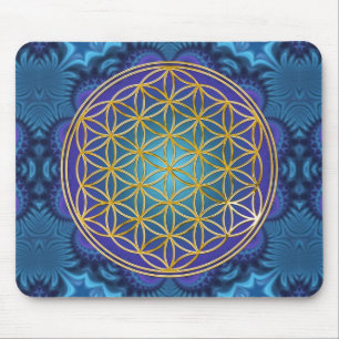 Flower Of Life - gold - fractal 1 Mouse Mat