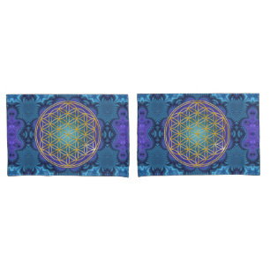Flower Of Life - gold - fractal 1 Pillowcase