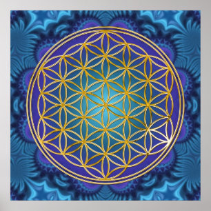 Flower Of Life - gold - fractal 1 Poster