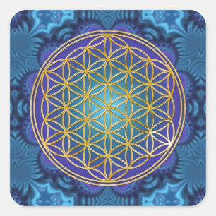 Flower Of Life - gold - fractal 1 Square Sticker