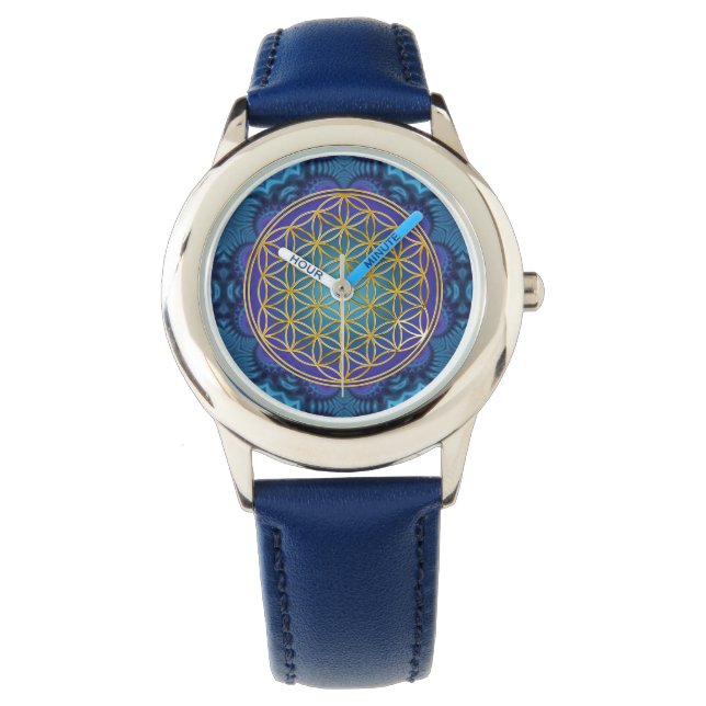 Flower Of Life - gold - fractal 1 Watch (Front)