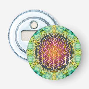 Flower Of Life - gold - fractal 2 Bottle Opener