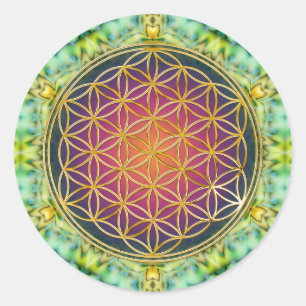 Flower Of Life - gold - fractal 2 Classic Round Sticker
