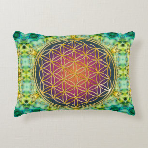 Flower Of Life - gold - fractal 2 Decorative Cushion