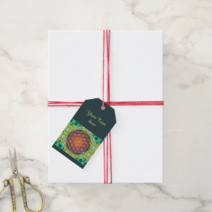 Flower Of Life - gold - fractal 2 Gift Tags