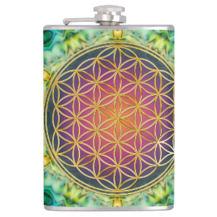 Flower Of Life - gold - fractal 2 Hip Flask