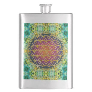 Flower Of Life - gold - fractal 2 Hip Flask