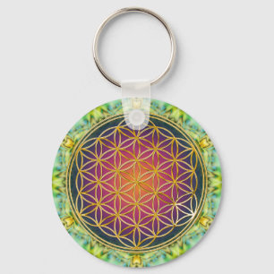 Flower Of Life - gold - fractal 2 Key Ring