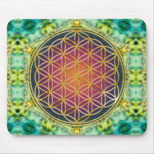 Flower Of Life - gold - fractal 2 Mouse Mat