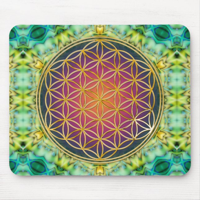 Flower Of Life - gold - fractal 2 Mouse Mat (Front)