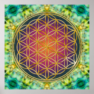 Flower Of Life - gold - fractal 2 Poster