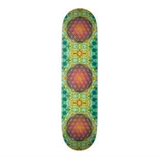 Flower Of Life - gold - fractal 2 Skateboard
