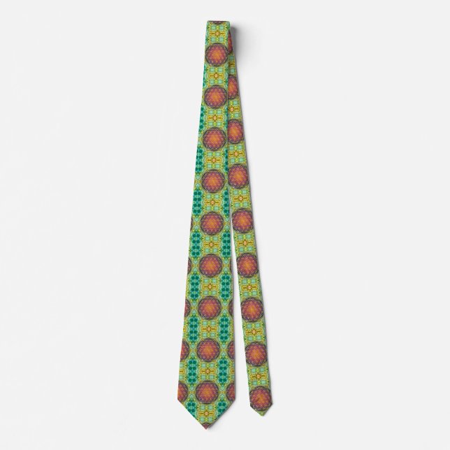 Flower Of Life - gold - fractal 2 Tie (Front)