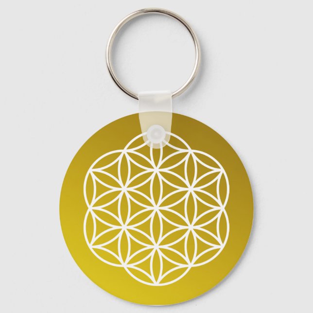 Flower of Life Gold Key Ring (Front)