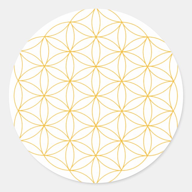 Flower of Life Gold Line Classic Round Sticker (Front)