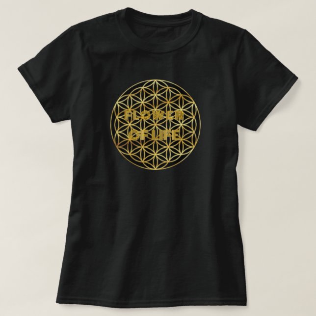 Flower Of Life Gold Logo T-Shirt  (Design Front)