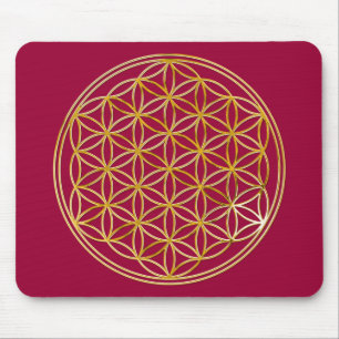 FLOWER OF LIFE - gold Mouse Mat