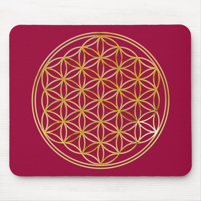 FLOWER OF LIFE - gold Mouse Mat (Front)