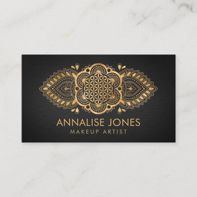 Flower of Life - Gold Ornament  Business Card (Front)