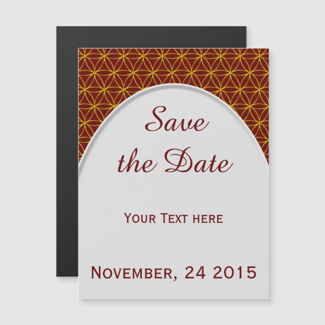 Flower of Life - gold pattern + your backgr. Magnetic Invitation (Front/Back)