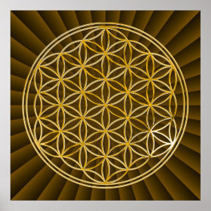 FLOWER OF LIFE - gold Poster
