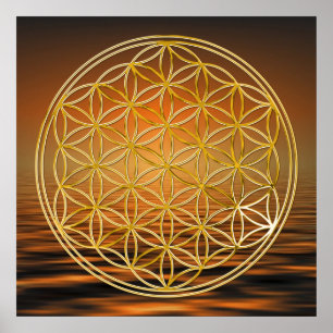 FLOWER OF LIFE - gold Poster