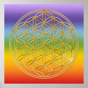 FLOWER OF LIFE - gold Poster