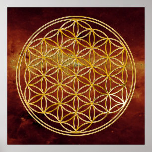FLOWER OF LIFE - gold Poster
