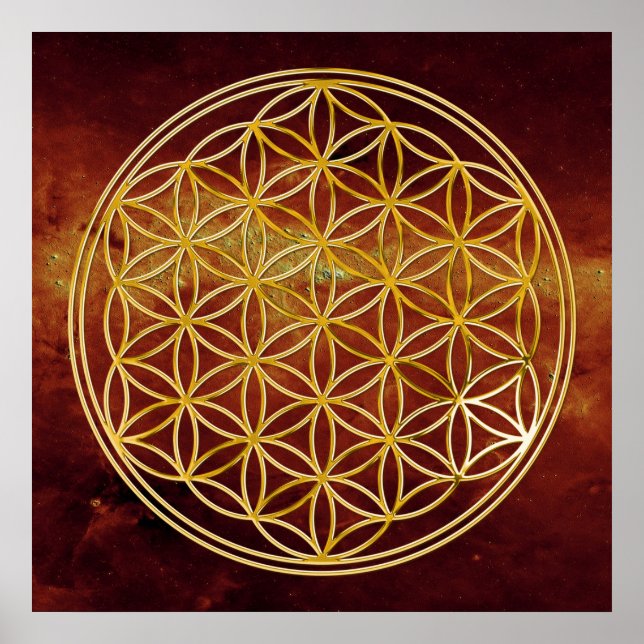 FLOWER OF LIFE - gold Poster (Front)
