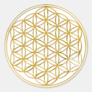Flower Of Life   gold, small Classic Round Sticker