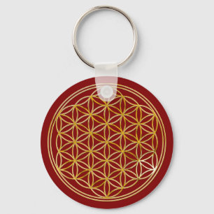 Flower Of Life gold, small Key Ring