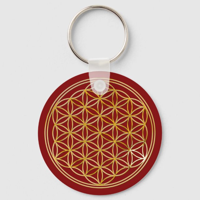 Flower Of Life | gold, small Key Ring (Front)