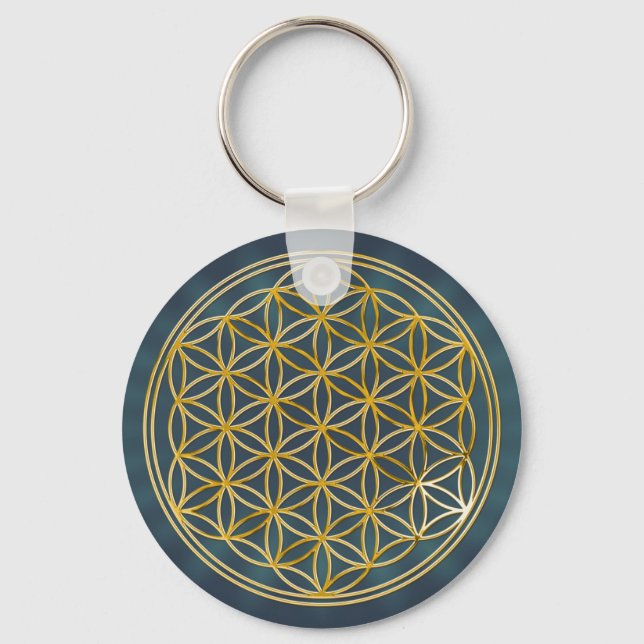 Flower Of Life | gold, small Key Ring (Front)