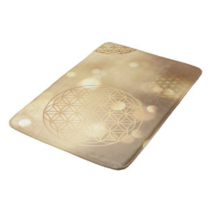Flower of life gold sparkle Badematte Bath Mat